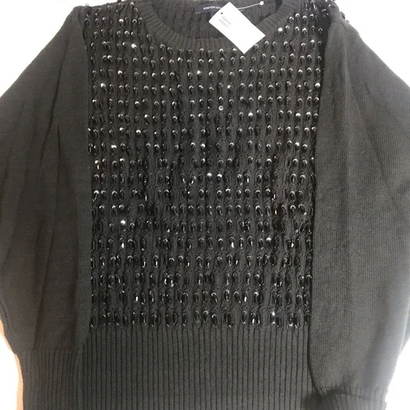 French Connection Sequin Beaded Black sweater NWT PRICE FIRM! - Picture 3 of 8